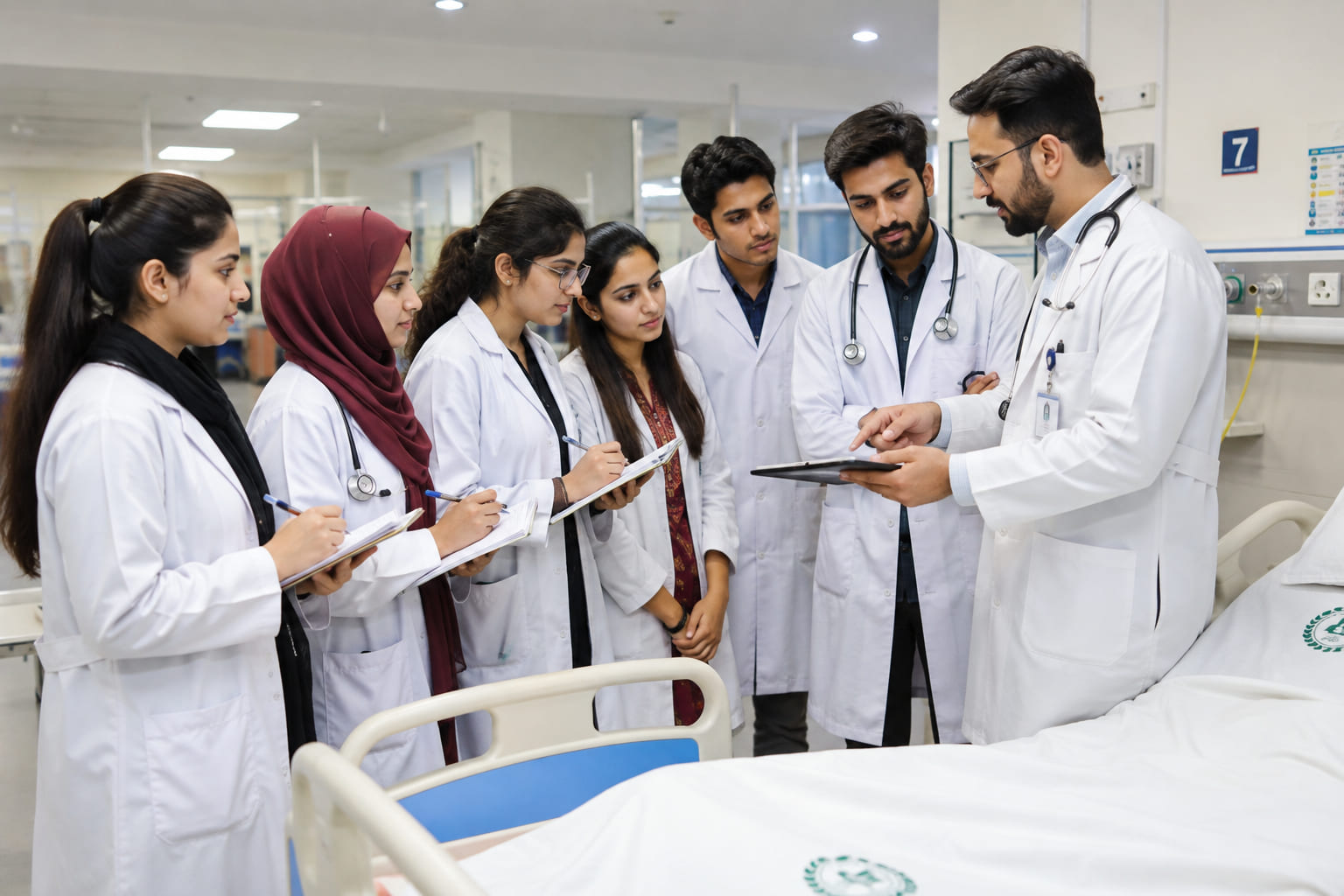 Medical students in a teaching hospital