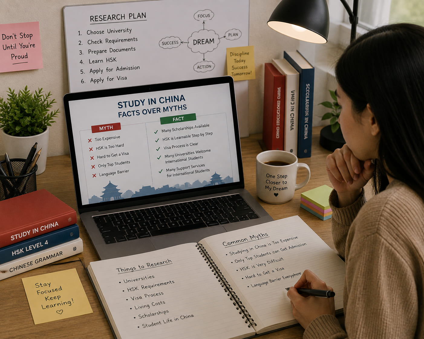 A student researching universities